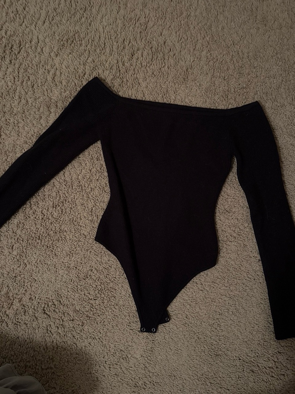 American Eagle Black Ribbed Off-Shoulder Bodysuit